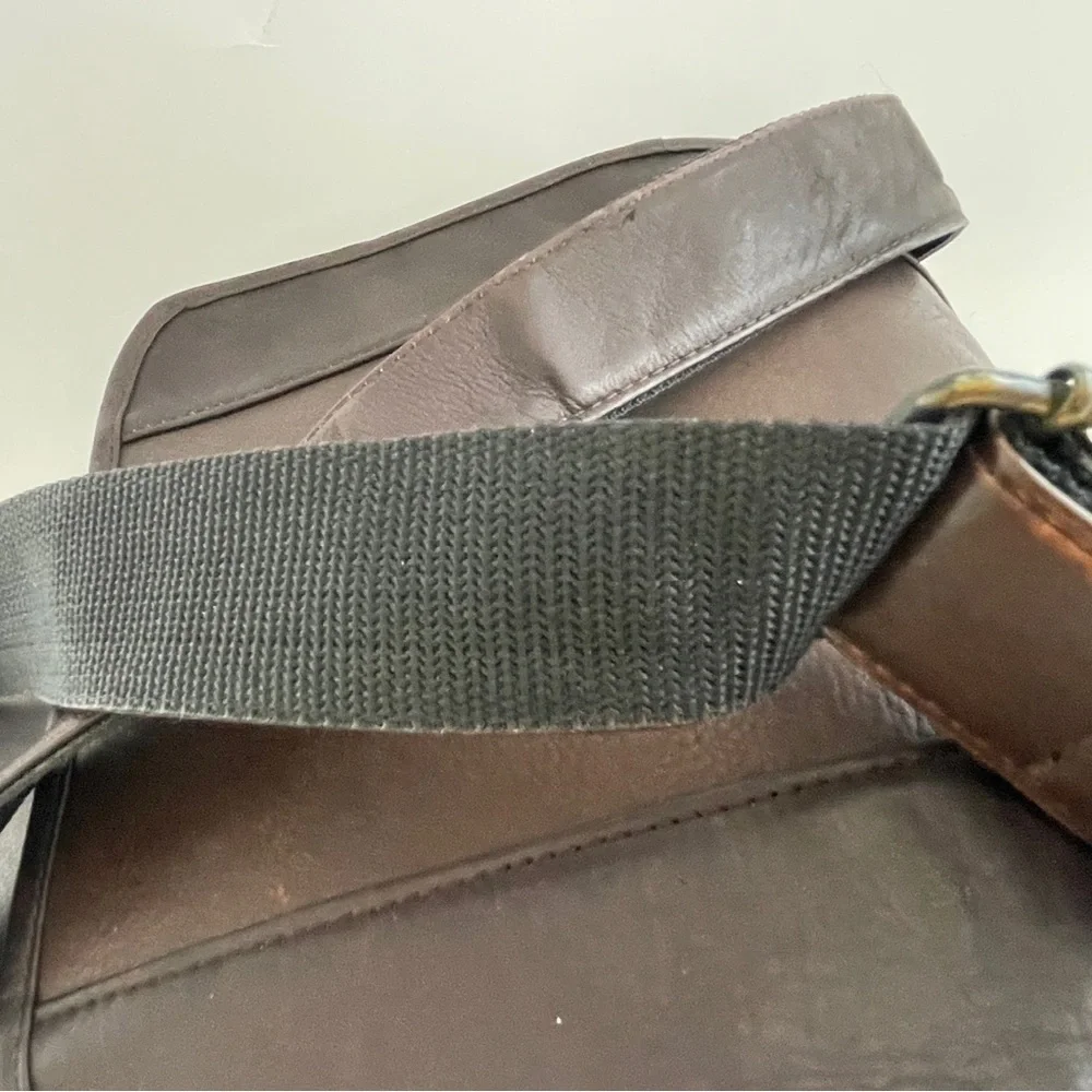 Leather Messenger Bag with Flap Closure